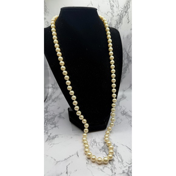 Marvella Jewelry - Marvella 28" Opera Pearl Necklace 7.7mm Knotted Signed
